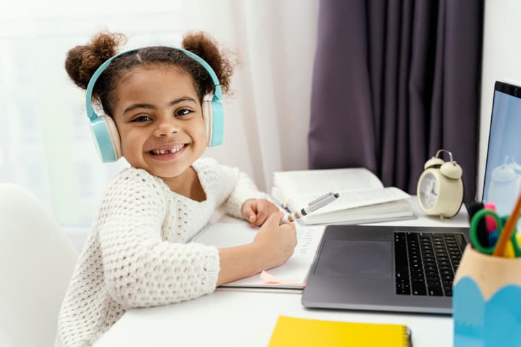 Student studying online